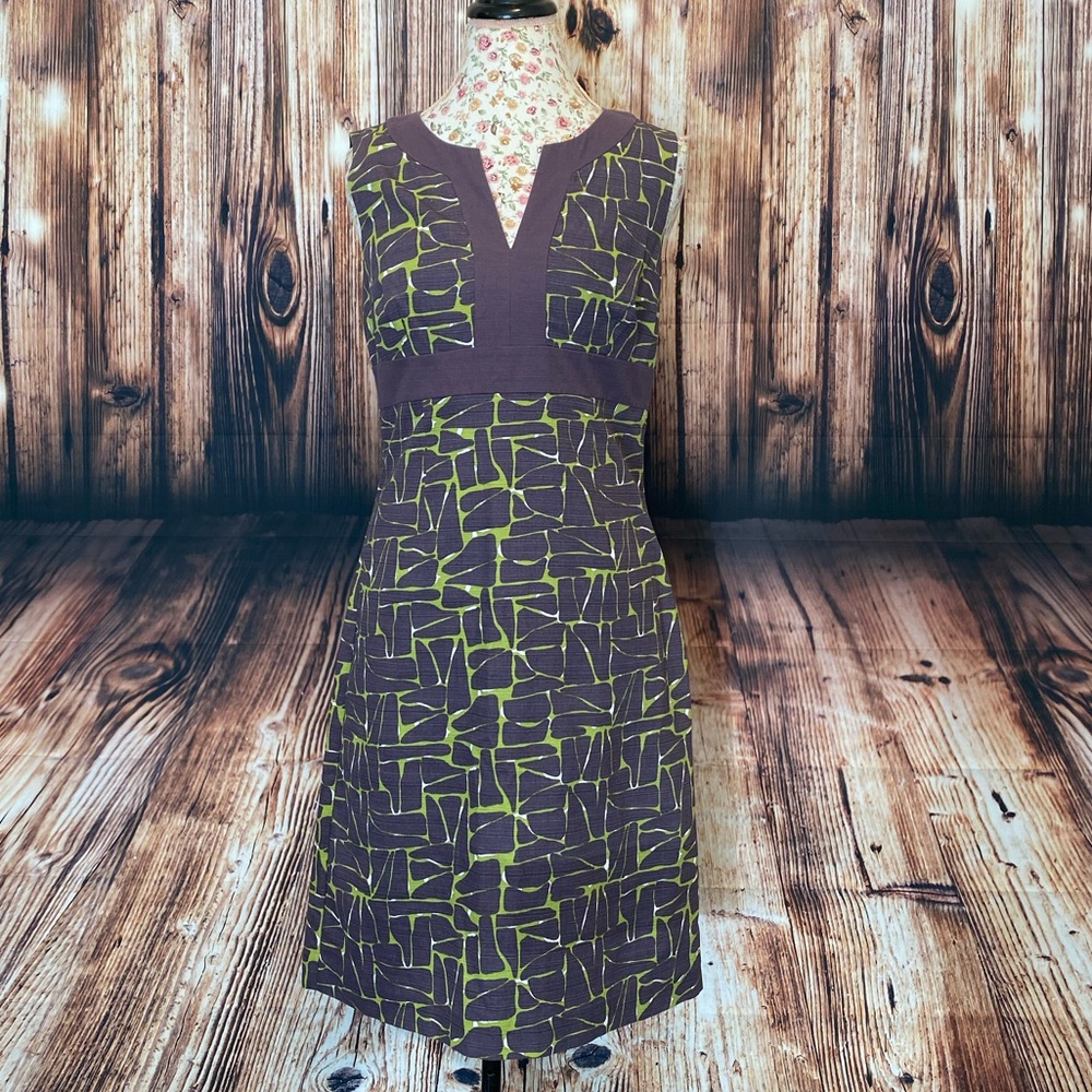 Boden Green and Purple Midi Dress